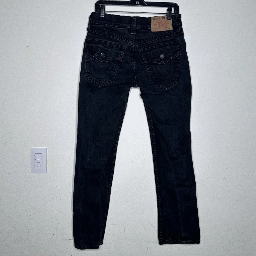 True Religion Jeans Mens 31 Black Denim Ricky‎ Relaxed Straight Flap Pocket